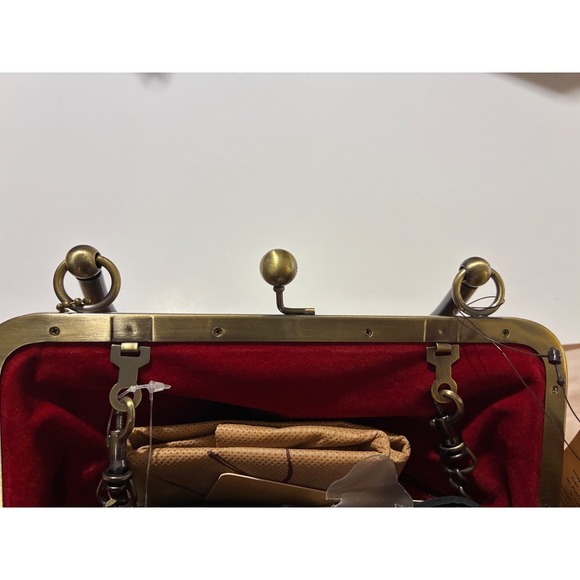 Patricia Nash Tropical Escape Kisslock Satchel Handbag Floral Print Brass Tone - Picture 7 of 10